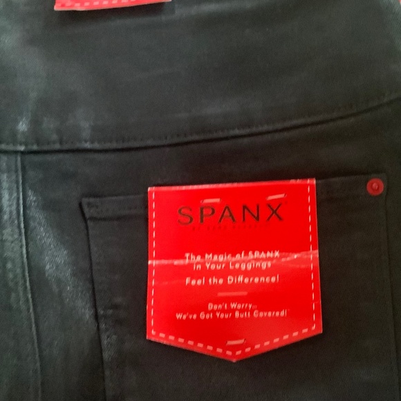 SPANX Alexia Black Wax Coated Slimming Denim Leggings Size XL - Picture 8 of 11